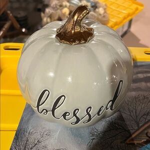 Ceramic Pumpkin with Gold Stem